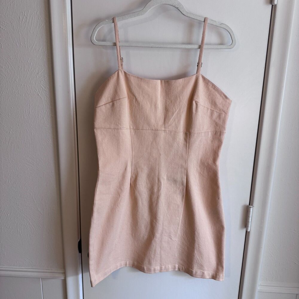Womens Avec Les Filles 98% Cotton Peach Mini Denim Jean Dress Size 14 NWT - Picture 2 of 5
